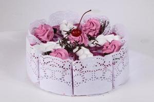 Cake with cream flowers photo