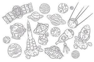 Hand drawn space elements collection Vector. vector