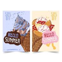 Hand drawn ice cream banners Vector. vector