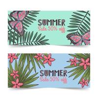 Hand drawn summer banners Vector.