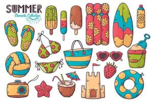 Hand drawn summer elements collection Vector. vector