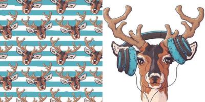 Pattern Deer Portrait vector