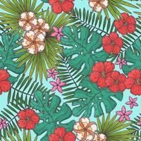 Hand drawn tropical seamless pattern Vector. vector