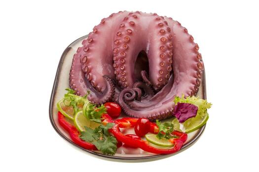 Large boiled octopus photo