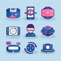 360 Degree Panoramic Simulation Icon set Collection vector