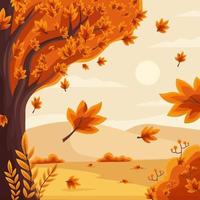 Maple Tree of Fallen Leaves Autumn Season Square Background vector