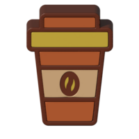 Coffee shop transparent png assets  on 3d style