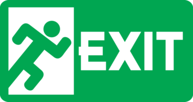 Green exit emergency sign with human figure png