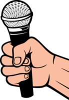 hand som håller en mikrofon png illustration