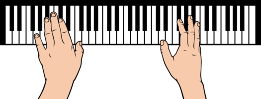 mains jouant du piano illustration png