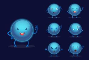 Cute monsters character design icon with many different expression. Collection of monsters design background vector