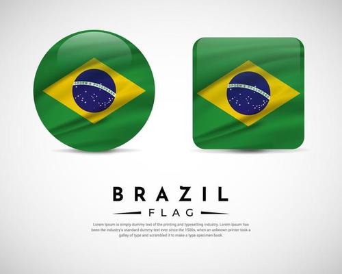 Realistic Brazil flag icon vector. Set of Brazil flag emblem vector