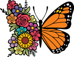 mariposa floral color png ilustración