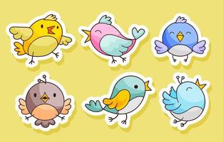 Cute Bird Sticker Set vector