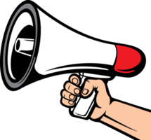 Hand holding megaphone png illustration