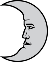 Crescent moon face png illustration