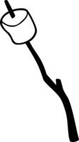 marshmallow su un bastone in bianco e nero png illustrazione