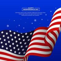 Realistic flag of american vector. Modern American Independence Day design background with realistic flag. vector