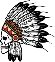 ilustração png de crânio de chefe índio nativo americano