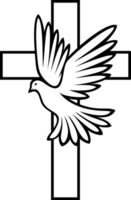 croix et colombe illustration png noir et blanc