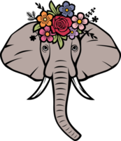 bloemen olifant hoofd met bloemen png illustratie