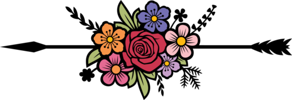 Arrow and flowers color png illustration