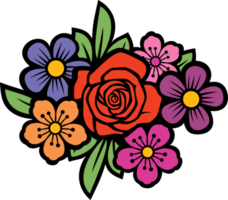 ilustração de png de cor de buquê de flores