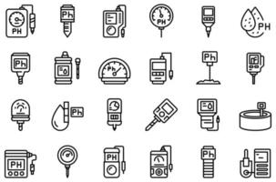 Ph meter icons set, outline style vector