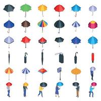 Umbrella icons set, isometric style vector