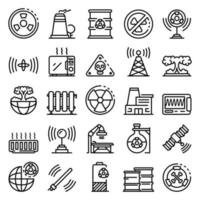 Radiation icons set, outline style vector