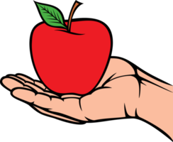 manzana en la mano png ilustración