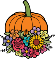 Floral pumpkin color png illustration
