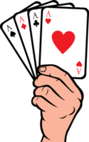 mão segurando a ilustração png de cartas de baralho