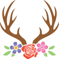 cornes de cerf avec fleurs illustration png