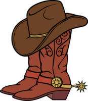 Cowboy boots and hat png illustration