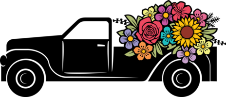 ilustração png de cor de caminhão de flores