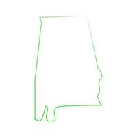 Mapa de Alabama sobre fondo blanco. vector