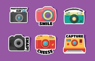 World Photography Day Sticker Pack vector