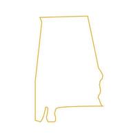 Mapa de Alabama sobre fondo blanco. vector