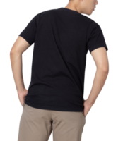 Young man in black T shirt mockup cutout, Png file