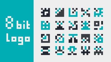 8 bit logo collection vector