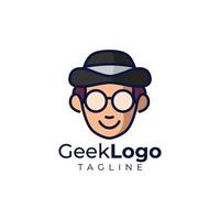 Nerd head logo design vector