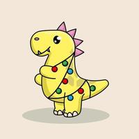 Christmas Dino mascot vector