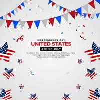 celebration of american independence day design with ribbon, star, ballon and flag vector