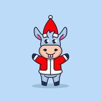 Christmas donkey mascot vector