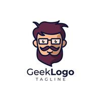 Nerd head logo design vector