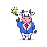 Business Cow mascot design vector