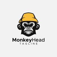 diseño de logotipo de cabeza de mono vector