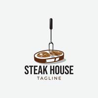 Retro steak logo design template vector