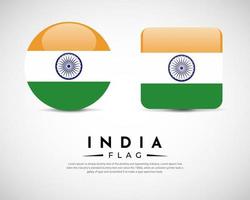 vector de icono de bandera india realista. conjunto de vector de emblema de bandera india